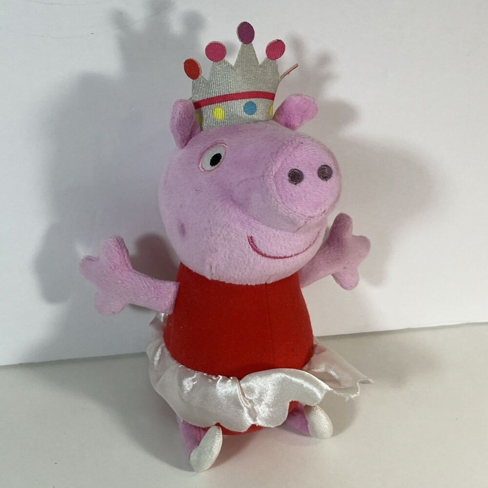 PEPPA PIG Stuffed Animal Plush - 7”- White Skirt - Crown